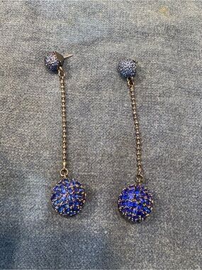 Elegant Blue Crystal Drop Earrings - Dangle Ball Design